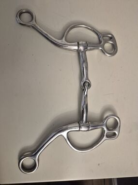 Polished Stainless Horse Bit with Cheek Shanks - Silver